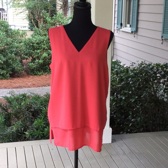 Elegant Coral Sleeveless Top - Picture 1 of 6
